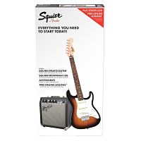 FENDER SQUIER Stratocaster Pack Brown Sunburst, Gig Bag, Frontman 10G